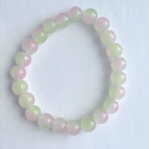 Beaded Stretch Bracelet - Pink and Pale Green